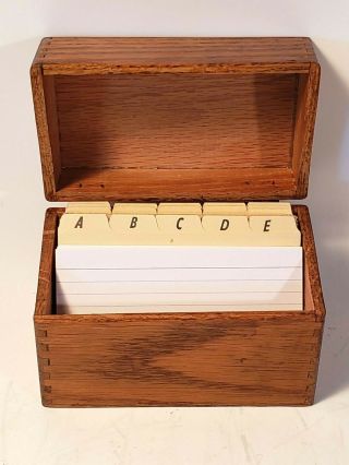 Vintage Oak 3 X 5 Filing Index Card Box Recipe Box Dovetailed Joints File Cards