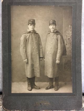 Antique Cabinet Card Spanish American War Soldiers - Winter Coat - 2nd Infantry