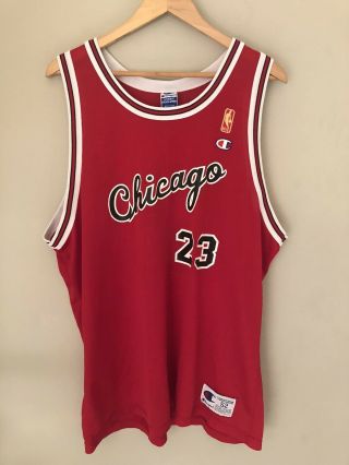 Vintage Champion Chicago Bulls 23 Michael Jordan Red Jersey Mens Size 52