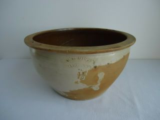 Antique Signed " J.  H.  Dipple " Lewistown,  Pa.  Stoneware Crock Bowl