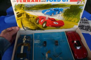 Vintage 1965 Monogram Ferrari 330/p2 Ford Gt 1/24 Slot Car Box Sr2412
