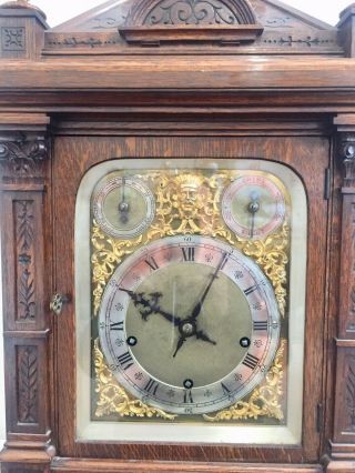 Antique Huge W&H Oak Cased 5 Gongs Bracket Clock.  C1890 3