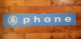 Vintage Bell System Glass Phone Booth Sign Telephone