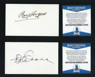 Roy Rogers & Dale Evans Signed 3x5 Cards Bas Authenticated Western