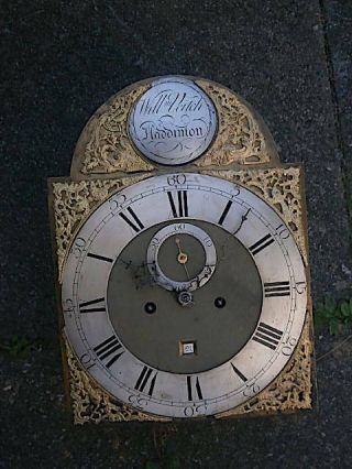 C1750 8 Day Longcase Grandfather Clock Dial,  Movement 12x16,  1/4