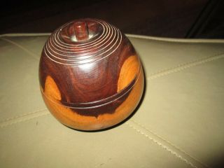Vintage Small Round Wood Box With Lid Burl ? Stained