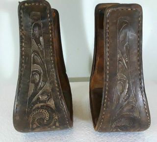 Vintage Leather Wood Saddle Stirrups Hawaiian Paniolo Cowboy