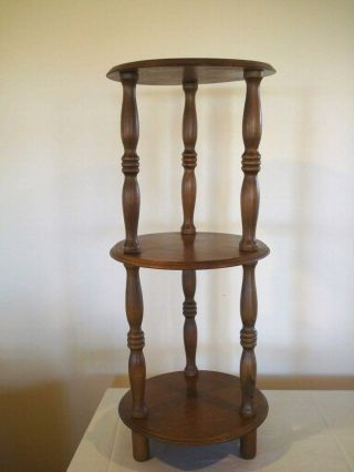 Vtg 3 Tier Wood Spinle Plant Stand Or Small Lamp Table Display 29 " Tall X 12 "