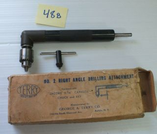 Vintage Rare George A.  Terry Co.  No 0 Right Angle Drilling Attachment With Jacob