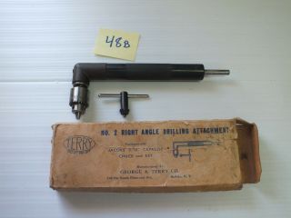 Vintage rare GEORGE A.  TERRY CO.  No 0 right angle drilling attachment with Jacob 2