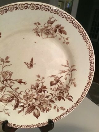 Antique French Porcelain Opaque De Gien Terre De Fer MAI transfer ware plate 9.  5 2