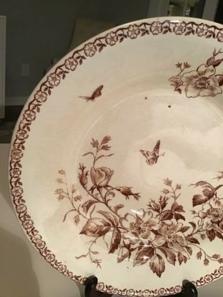 Antique French Porcelain Opaque De Gien Terre De Fer MAI transfer ware plate 9.  5 3