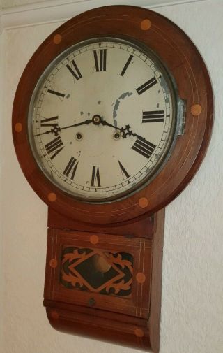 Antique American Drop Dial Wall Clock C1880 For Repair