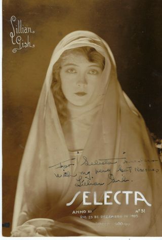 Broadway Star & Silent Film Actress Lillian Gish,  Autographed Vintage Photo.