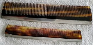 Set Of 2 Vintage Tiffany & Co.  Sterling Silver Tortoise Shell Combs 21086