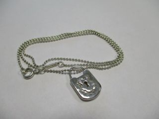 Tiffany & Co.  Vintage Lock Charm Pendant Sterling Silver W/pouch 15 " 4.  0gm
