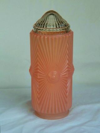 Boudoir Lamp Shade Torpedo Skyscraper Bullet Art Deco Pink Glass Vintage