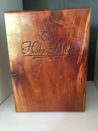 The Holy Bible Wooden Cedar Storage Box Case 5.  75 X 8 Inside Diameter