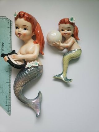 Two Vintage Porcelain Mermaids By Lifton From The 1950s Collectable Redheads