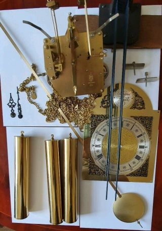 Hermle Clock Movement 451 - 050h With Weights,  Chiming Bars Dial,  Hands,  Pendulum.