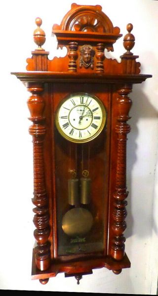 Gustav Becker 2 Weight Signed Vienna Regulator Wall Clock - - 1885