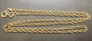 Vintage 9ct Gold Rope Chain/ Necklace,  L 52.  3cm,  - 4.  03g