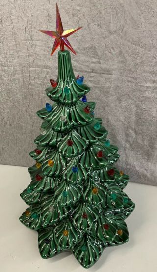 Atlantic Mold Vtg 20 " Lighted Ceramic Christmas Tree Multi - Color Bulbs/star