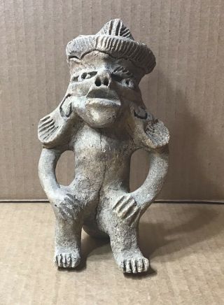 Vintage Mayan Aztec Inca Chief Mexican Hand Made Clay Figurine Statue Folk Art