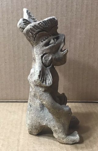 Vintage Mayan Aztec Inca Chief Mexican Hand Made Clay Figurine Statue Folk Art 2