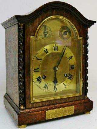 Antique Gustav Becker 8 Day Carved Oak Westminster Chime Musical Bracket Clock