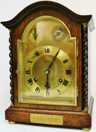 Antique Gustav Becker 8 Day Carved Oak Westminster Chime Musical Bracket Clock 2