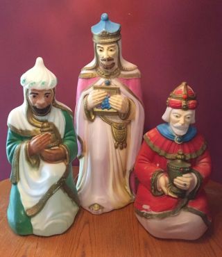 Christmas Nativity Wise Men Blow Mold Empire Carolina Set Of Three Magi Vintage