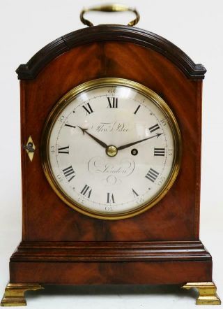 Luxury Antique English Thomas Pace Of London Mahogany Fusee Verge Bracket Clock