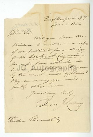 Benson John Lossing - Civil War Historian,  Author - Signed Letter (als),  1862
