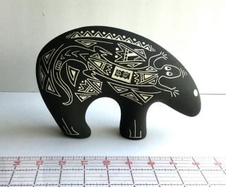 Navajo Native American Signed Ab Black Bear Pottery Figure Statue Sculpture Exc