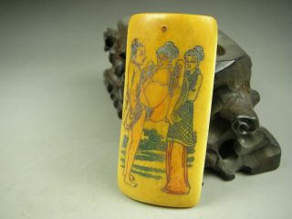 Rare Antique Chinese Hand - carved Bovine bone Pendants Sex picture 2
