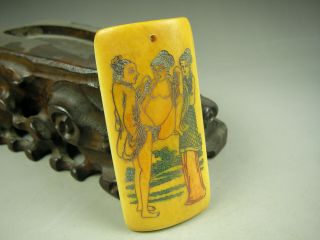 Rare Antique Chinese Hand - carved Bovine bone Pendants Sex picture 3