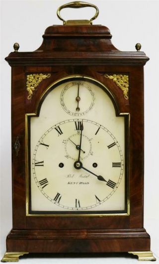 Rare Antique English C1800 Walnut Double Fusee Bell Top Striking Bracket Clock
