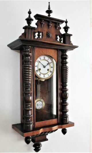 Antique Striking German Vienna Regulator Wall Clock Circa 1900