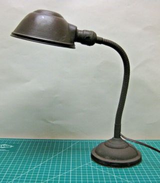Vintage 1930s Art Deco Adjustable Desk Lamp Goose Neck Table Light Cast Iron
