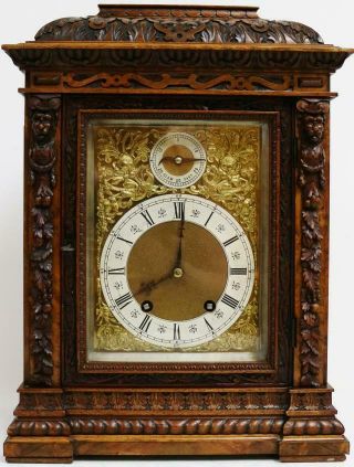 Antique Burr Walnut 1/4 Chiming Ting Tang Musical Chime Lenzkirch Bracket Clock