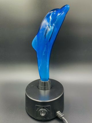 Lumisource Blue Dolphin Electric Motion Plasma Lamp Glass Light 12 "