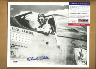 Psa/dna Chuck Older Avg Flying Tigers Ace Pilot Autographed 8x10 Picture