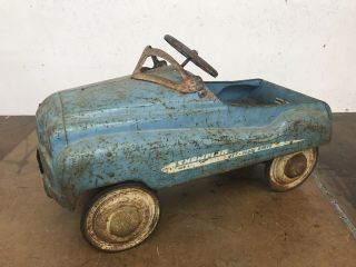 Vintage Murray Pedal Car Champion Jet Flow Drive 1950s All Metal Dip Side Blue