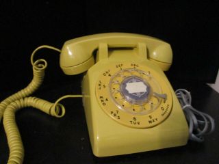 Vintage Yellow Western Electric Rotary Dial Desk Phone Bell System 1959