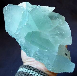 Rare Huge Turquoise Color Zoned Fluorite Crystal From Yaogangxian Mine,  China