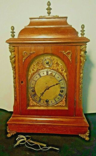 W&h Clock - Winterhalder & Hoffmeier German Oak & Brass Bracket Clock