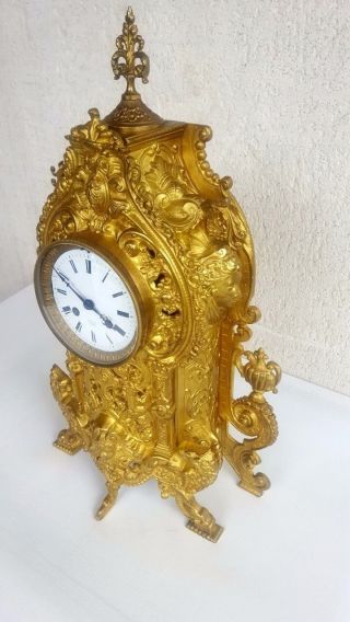 Antique SOLID BRONZE FRENCH Mantel Clock 