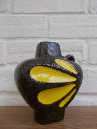 Es Keramik Vintage 70s German Space Age Modernist Fat Lava Yellow Petal Vase 1