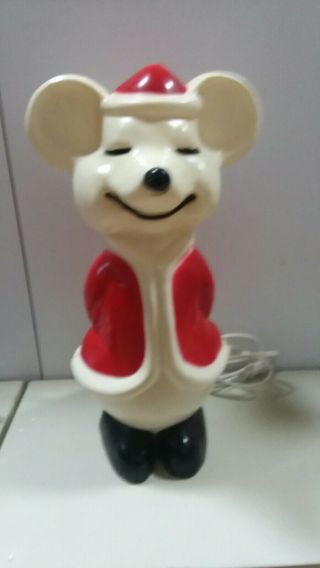 Vintage Adorable Light Up Union Products Blow Mold Santa Christmas Mouse 15 "